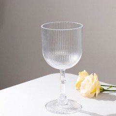 12 CLEAR Plastic Wine Glasses Vintage Ribbed Pattern Party Events Decorations