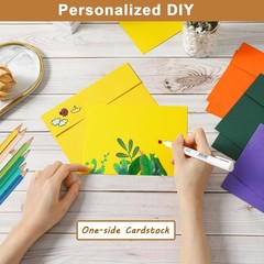 100 Packs 10 Assorted Colors Blank Flat Cards and Envelopes 4 x 6 Heavyweight Si