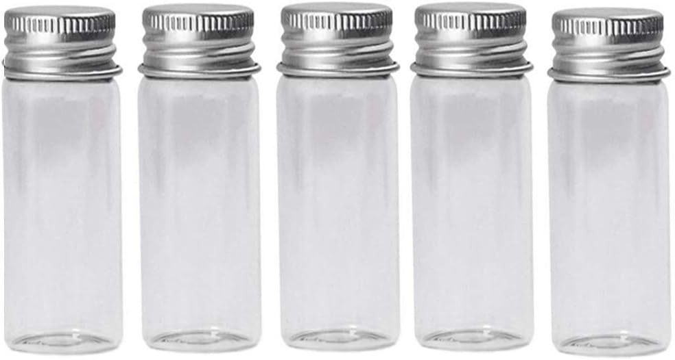 12PCS 30ML 1OZ Transparent Empty Glass Wish Bottles with Threaded