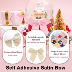 24Pcs Mini Grosgrain Ribbon Bow 2″ Self Adhesive Flower Bows Taupe