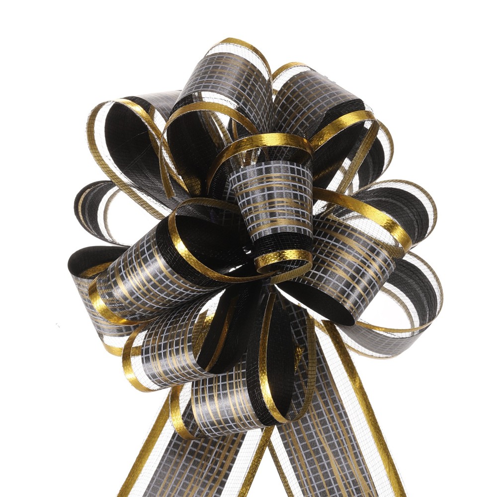 5pcs 6 Inch Large Pull Bow Gift Wrapping Bows Ribbon Organza Bows Black