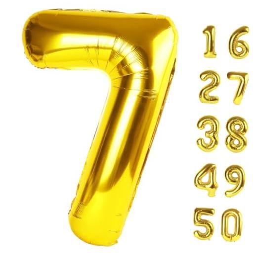 40 Inch Balloon First Birthday Jumbo Mylar Foil Helium Balloon Number 7 Gold