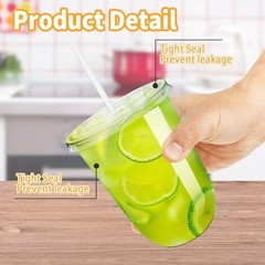 Pack Clear Plastic Cups with Lids and Straws,16 oz Disposable 50 16.0 ounces