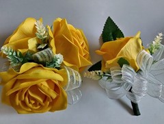 Hand Made wrist Corsage and boutonniere Set