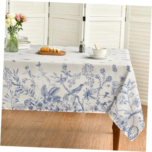 Spring Tablecloth 60×120 Inch, Hand-Drawing 60″ x 120″ (Rectangular) Blue