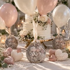Wedding Balloon Weight Anchors Set of 6, Romantic Bride & Groom Table Decor