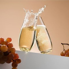 Champagne Glasses, European Made Champagne Glass, Stemless 7.8 Ounces
