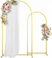 7.2FT Metal Wedding Arch Backdrop Stand for Wedding Ceremony Birthday Party Gold