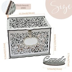 Silver Wedding Card Box with Lock Wooden Gift Card Box for wedding decoration…