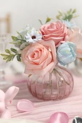 Artificial Flowers Combo Set Fake Flower Leaf Box with Stemst for Blue Pink