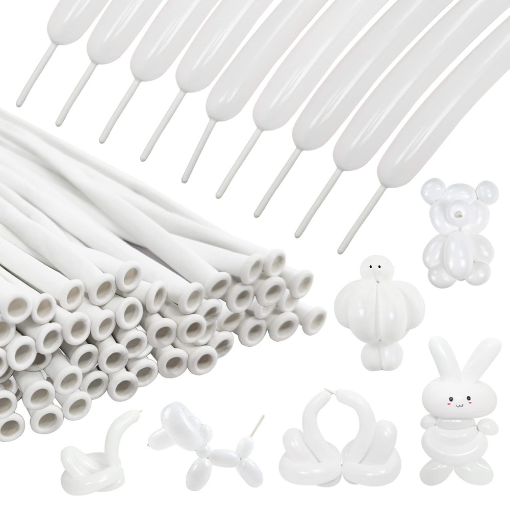 100Pcs 260 Balloons White Long Balloons for Balloon Garland Thickening Skinny La
