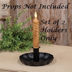 NEW Primitive BLACK Metal Taper Candle Holders 2 pc Handle 5.5″Wx2.5″H Farmhouse