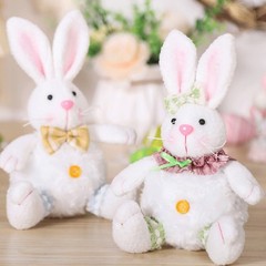 Easter Bunny Plush Yellow Pink 19 12 7cm Polyester Stuffed Toy Decoration Pair
