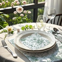25Pcs Sage Green Floral 5″ x 5″, 25-Count Sage Green – Floral & Leaves