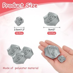 20pcs 2.5cm/5cm Ribbon Flower Rose Artificial Fabric Flowers (Light Grey)