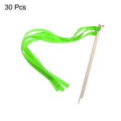 30Pcs Wedding Party Ribbon Streamers Sticks for Party Celebration Shiny Green
