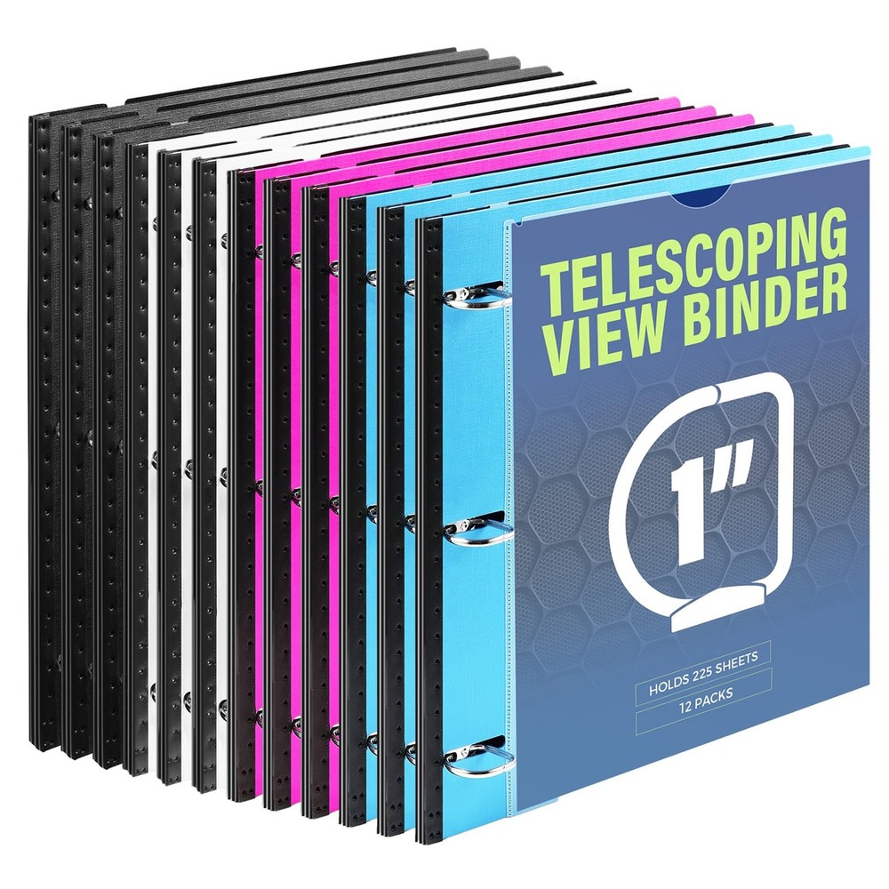 WOT I Telescoping 3 Ring Binder 1 Inch 12-Pack, Flexible Binder with Expandab…
