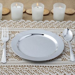 Silver Plastic 8″ Round Gray Appetizer Plates Fancy Party Wedding Reception
