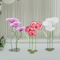 Handmade EVA Corn Poppy Floor Flowers Set Of 3 40×100,50×120,70×140cm Dark Pink
