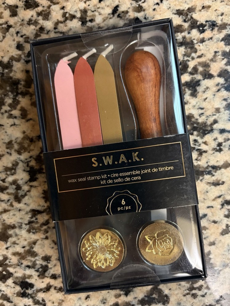 American Crafts SWAK Wax Seal Kit 1-Rose & 1-Sunflower Coin Design New!