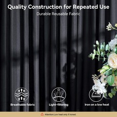20x10FT Black Backdrop Curtains for Parties – 4 Panels 5x10FT Polyester Backd…