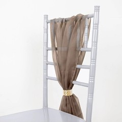 5 Taupe Extra Wide Premium Chiffon CHAIR SASHES Bows Ties Wedding Decorations