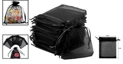 50pcs Black Organza Bags – 3.54» x 4.33» Elegant Satin Drawstring Pouches