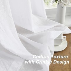 Chiffon Sheer Window Scarf Valance Curtains 18ft for Living Room Bedroom White