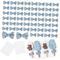 Mini Dusty Blue Bows 100 PCS Self-Adhesive 100 count (Pack of 1) Blue Dusty