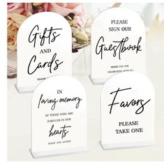 4pcs Acrylic Wedding Signs for Ceremony & Reception 5×7 Inch White *READ