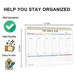 Undated Weekly Planner – 8.5″ x 11″ Undated Daily Productive Weekly To Do Lis…