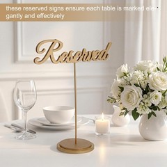 12 Pack Bulk 9×2.5 Inch Gold Wooden Reserved Seating Standing Table Signs