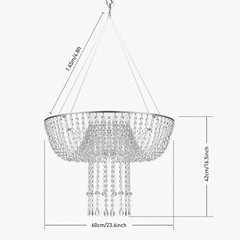 60cm Acrylic Hanging Cake Stand With Beads Ceiling Mount Wedding Party Display
