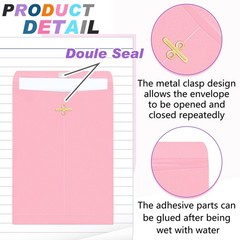 Geyee 50 Pcs 9 x 12 Inch Clasp Envelopes Letter Size Mailing Envelopes with Clas