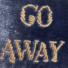 WELCOME/GO AWAY Honeymoon/Wedding gift Velvet, gold thread, bells-hangs on door