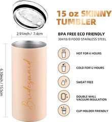Bridesmaid Proposal Gift Set – 5 Stainless Steel Tumblers for Wedding Party