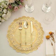 100 GOLD 12″ Round Disposable Lace PAPER DOILIES PLACEMATS Event Party Supplies