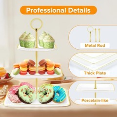 3 Tier Cupcake Stand Tower, Plastic White Cup Cake 10 x 10 x 14 inches