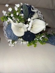 Forever Denim Rose Bridal Bouquet Corsage Boutonnière Wedding Anniversary