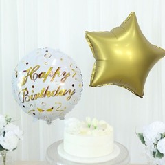 5 Gold White Round Beer Mug Stars Happy Birthday Mylar Foil BALLOONS Set Party
