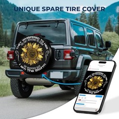 Father’s Day PVC Spare Tire Cover for Size 14 for Diameter 24″-27″ Sunflower