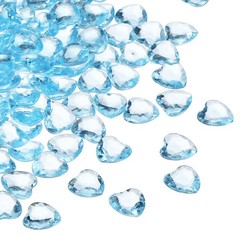 250Pcs Acrylic Heart Gems Heart Shaped Bauble Vase Filler Ornament Light Blue