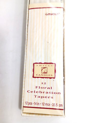 Taper candles Set of 12 white floral celebration14 inches sealed