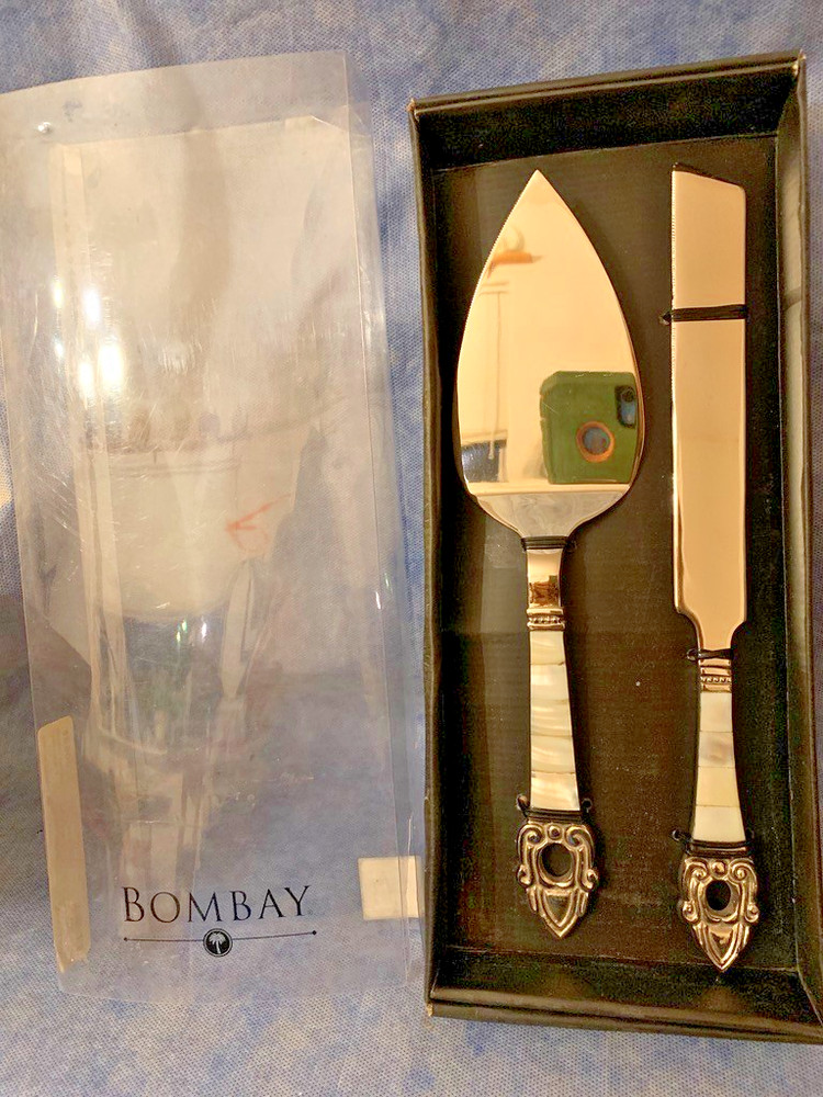 Bombay Company Vintage Pearl Inlaid Dessert Cake Serving Set New! 4890038