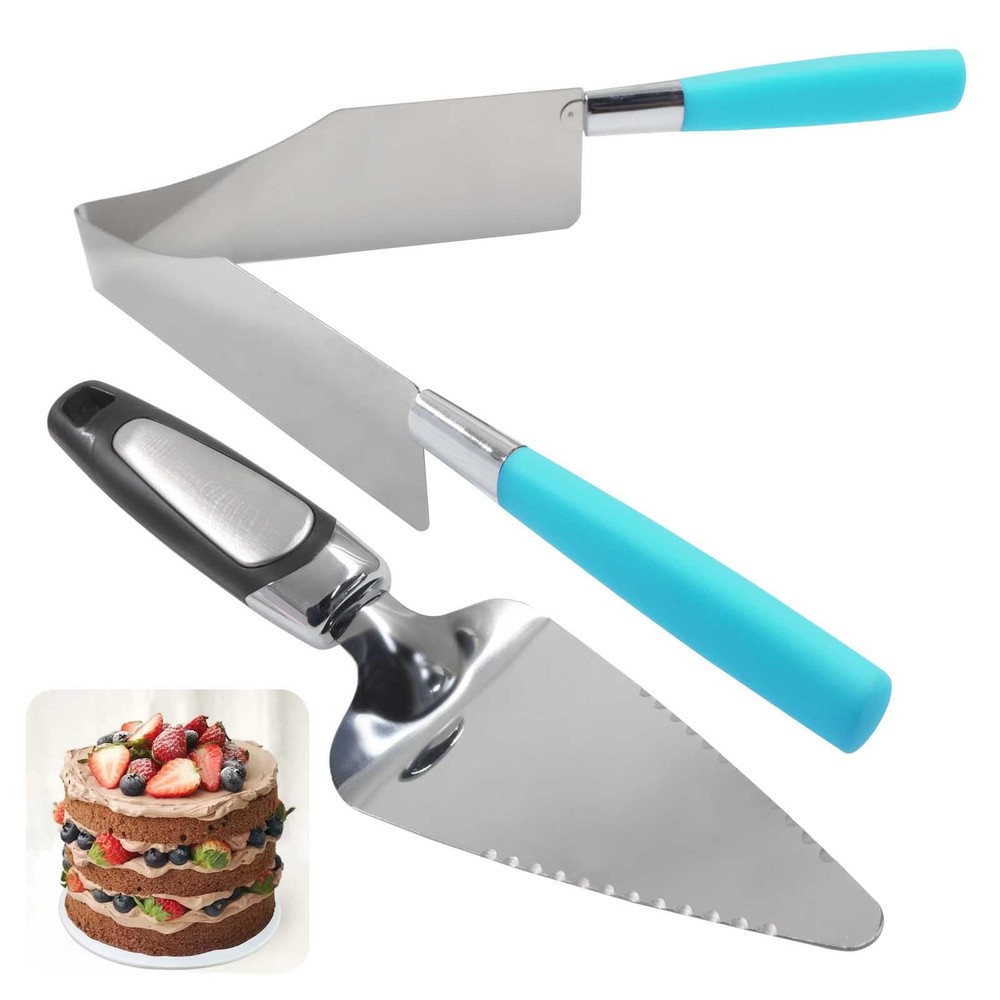 2 Pieces Multi Function Blue Cake Slicer, Stainless Steel Cake Server Cutter …