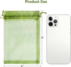 Versatile Green Organza Bags, 100-Piece Set for Weddings and Christmas Gifts