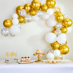 Gold White Wedding Balloon Garland Kit 76 Pieces by Way To Celebrate