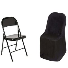 100 Black Polyester FOLDING Flat CHAIR COVERS Wedding Party Banquet Decorations