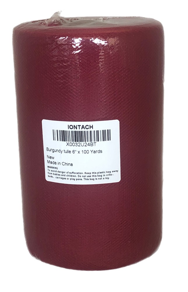 Burgundy 6″ 100 Yds (300 FT)Tulle Roll Spool Tutu Wedding Wrap Craft Bow Decor