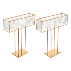 2pcs Crystal Flower Stand Rectangular Wedding Gold Centerpieces Stand 90*70cm